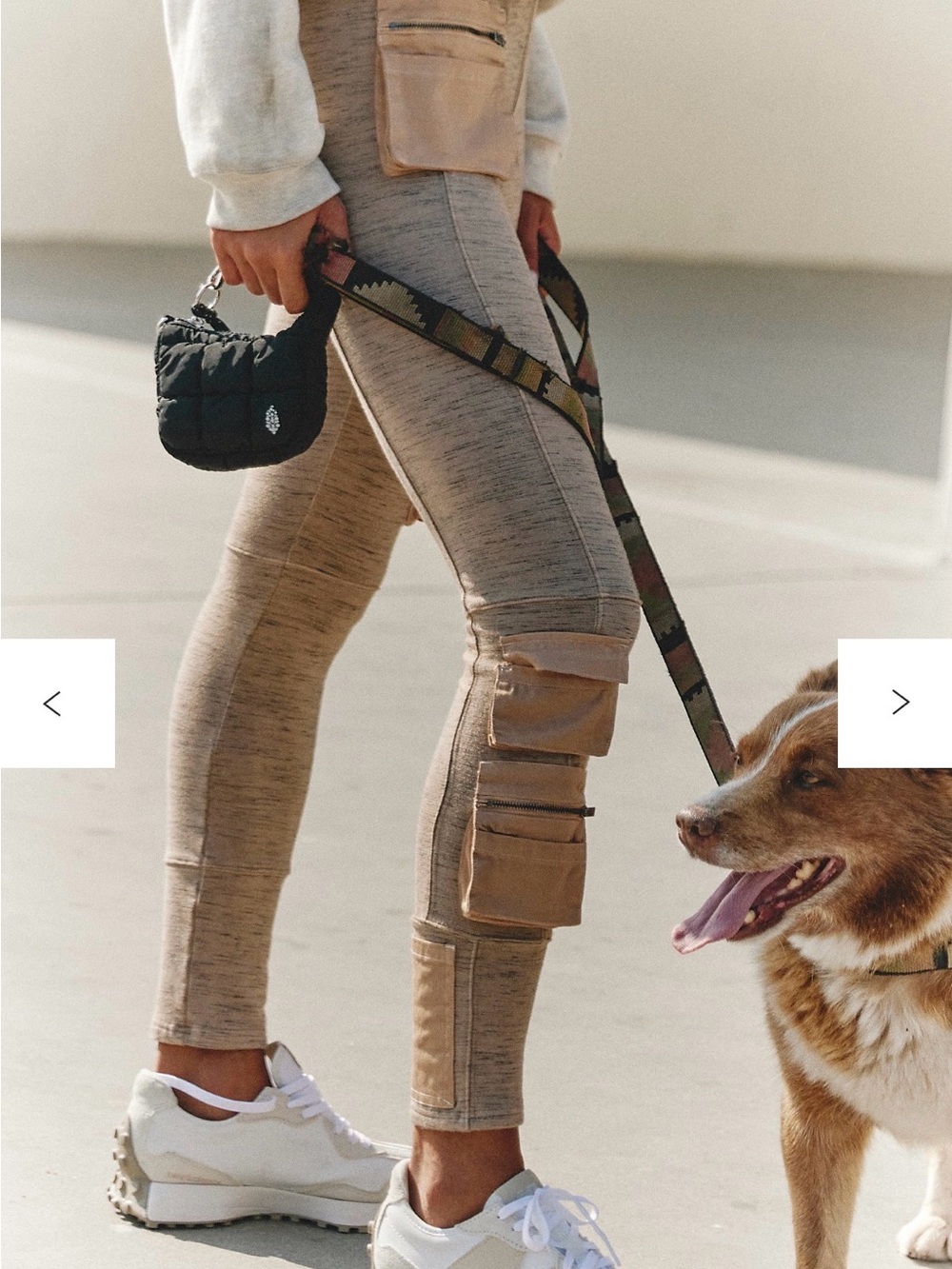 Free People FP Movement Off Road Heather Cargo Joggers Utility Pants Beige Large